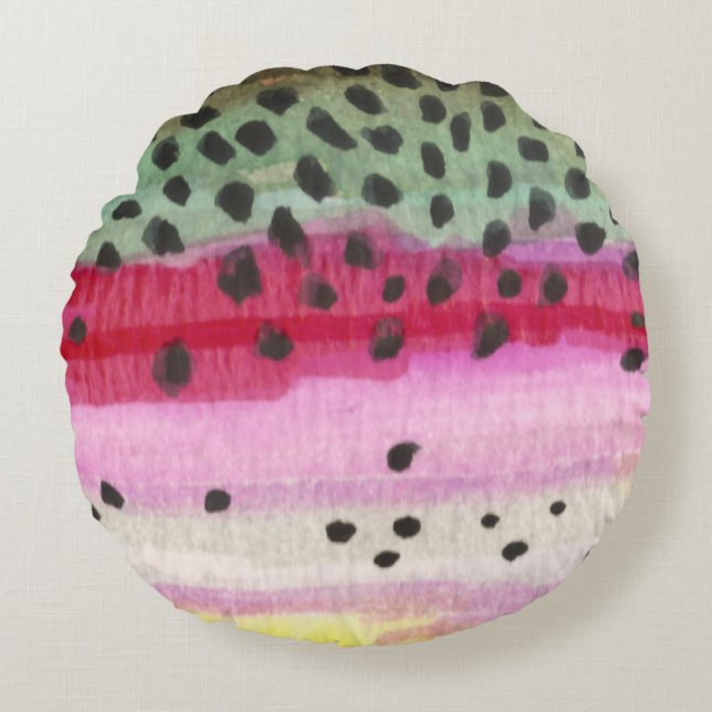 Cojín Redondo Pesca de trucha arco iris (Anverso)