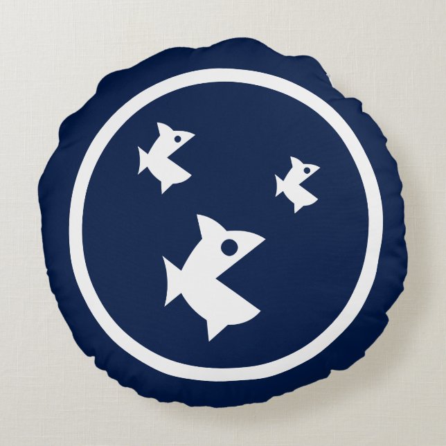 Cojín Redondo Pescado azul marino (Reverso)