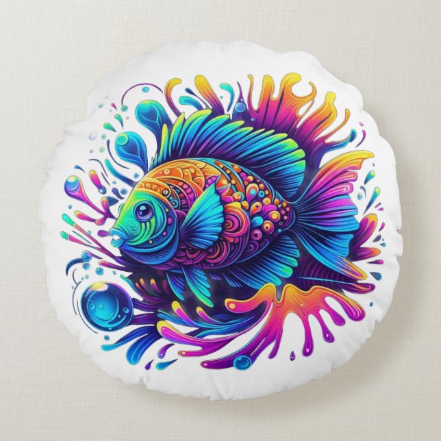 Cojín Redondo Pescado colorido (Anverso)