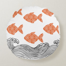 Cojín Redondo Pescado y olas