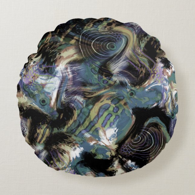 Cojín Redondo Pescados de merluza, peces, mermeladas, cuero, pes (Anverso)