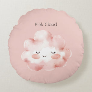 Cojín Redondo Pestañas Feliz Nube Rosa
