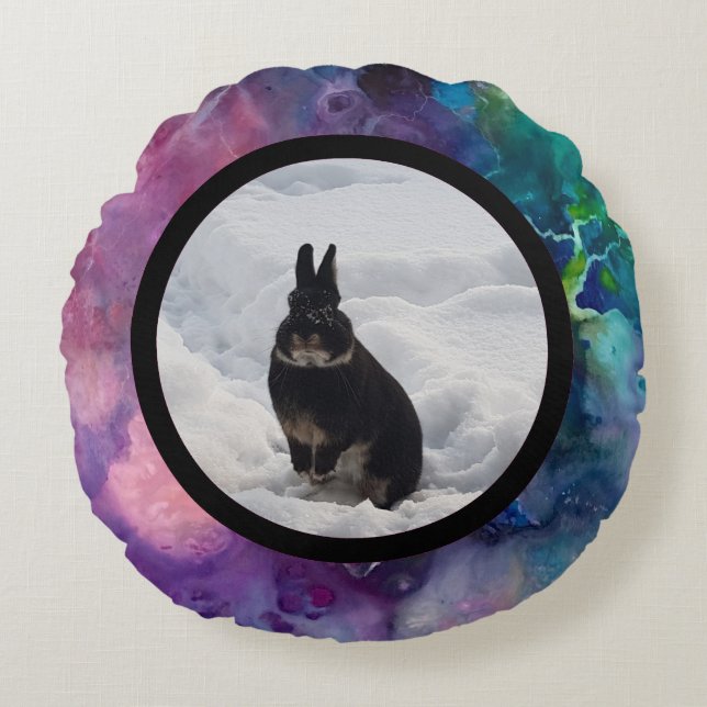 Cojín Redondo Pet bunny photo - acrylic paint (Anverso)