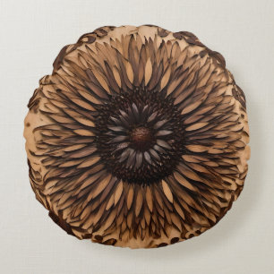 Cojín Redondo Pétalos australianos: Impresión de madera de flore