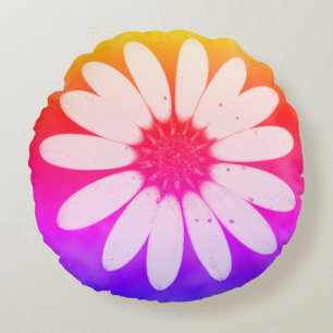 Cojín Redondo Pétalos de flores silvestres rosadas púrpuras de S