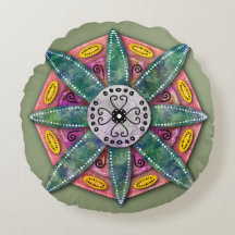 Pétalos de flores verdes de Mandala 8 en rojo