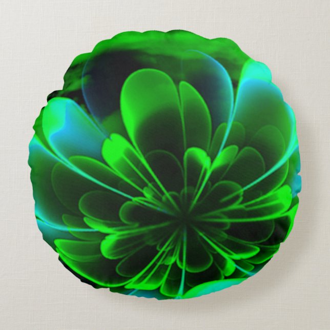 Cojín Redondo Pétalos doblados de corola esterilizada verde (Anverso)