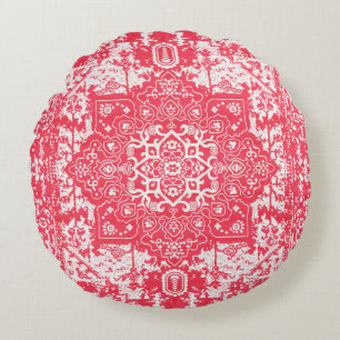 Cojín Redondo Pétalos rosas en los sueños de Kilim