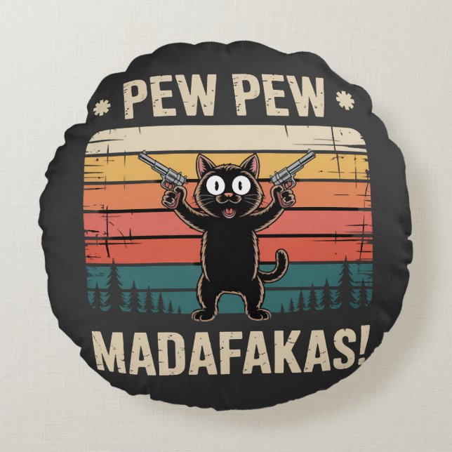 Cojín Redondo Pew Pew Hijos de... (Anverso)