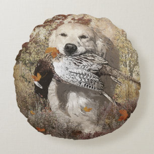 Cojín Redondo Pheasant de caza , impresión acrílica poster de ta