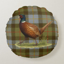 Cojín Redondo Pheasant on Tartan / Tweed Cushion Home Decor