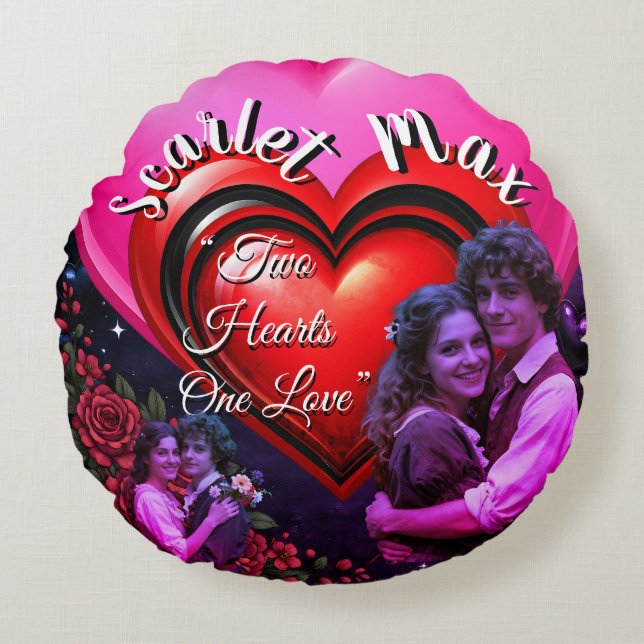 Cojín Redondo Photo Collage Round Pillow Valentine's Day (Anverso)