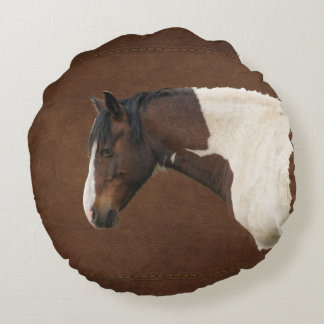 Cojín Redondo Pie falsa y pinto indio de Stallion