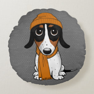 Cojín Redondo Piebald Dachshund Hipster Perro redondo