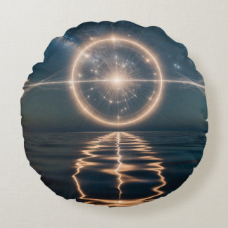 Cojín Redondo Piedra de color de agua de ensueño con Bloque de p