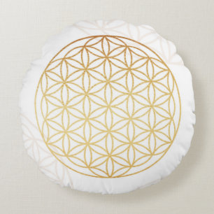 Cojín Redondo Piedra de meditación Flor de oro de la vida
