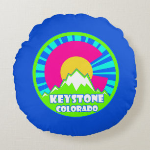 Cojín Redondo Piedra Keystone Colorado neón montaña redonda