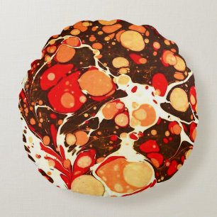 Cojín Redondo Piedras abstractas rojas marrones naranjas lindas