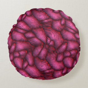 Cojín Redondo Piedras alienígenas púrpura textura abstracta