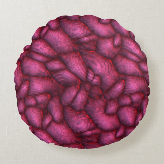Cojín Redondo Piedras alienígenas púrpura textura abstracta (Anverso)