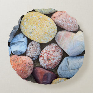 Cojín Redondo Piedras amarillas y grises marrones
