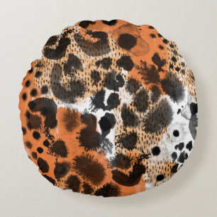 Cojín Redondo Piel animal: patrón de leopardo creativo.