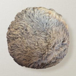 Cojín Redondo Piel de búfalo de pelo castaño