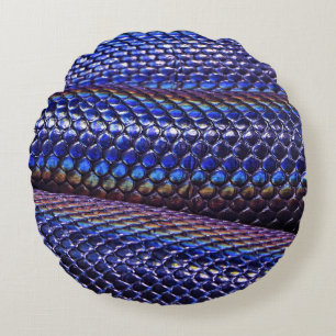 Cojín Redondo Piel de serpiente azul y violeta