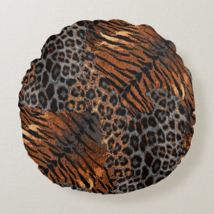 Cojín Redondo Piel de tigre leopardo de moda