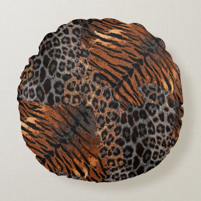 Cojín Redondo Piel de tigre leopardo de moda (Anverso)