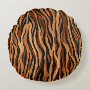 Cojín Redondo Piel de tigre: patrón sin costuras dibujado a mano