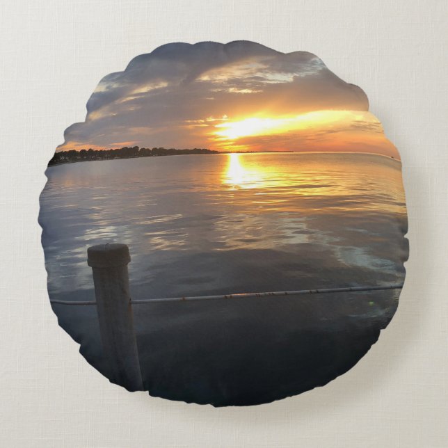 Cojín Redondo Pier Sunset (Anverso)