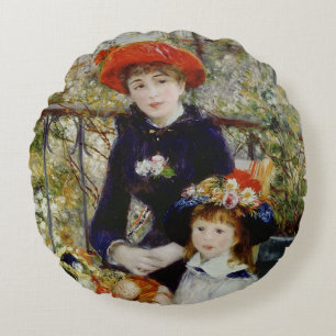 Cojín Redondo Pierre A Renoir Dos hermanas o en la terraza