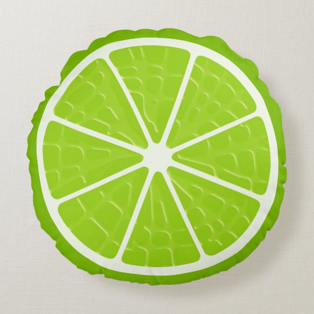 Cojín Redondo Pieza De Fruta Estilizada Lime (Anverso)