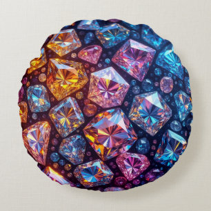 Cojín Redondo Piezas de juego multicolores en una pantalla de de