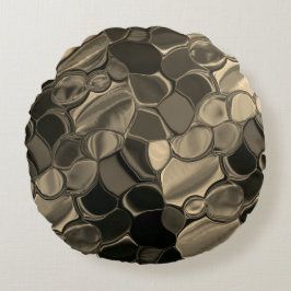 Cojín Redondo Piezas marrones, círculos y formas redondeadas