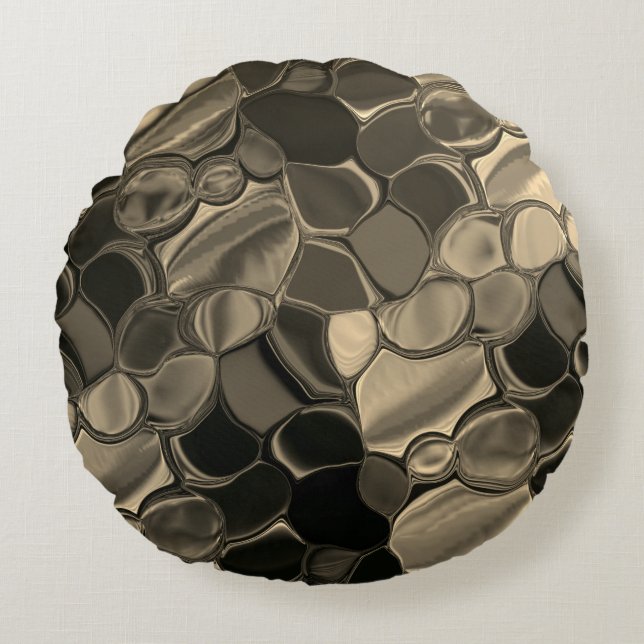 Cojín Redondo Piezas marrones, círculos y formas redondeadas (Anverso)