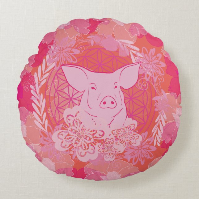 Cojín Redondo PiG Flower of life (Anverso)