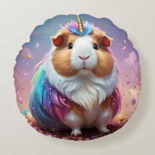 Cojín Redondo Pigtail de prisma: el cerdo guineano de Unicornio 