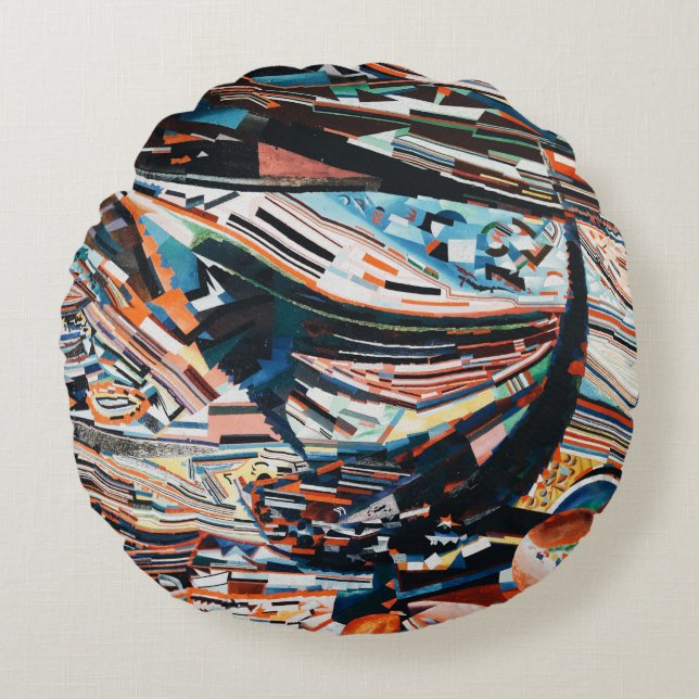 Cojín Redondo Pila de embarcaciones de madera marrón y azul (Anverso)