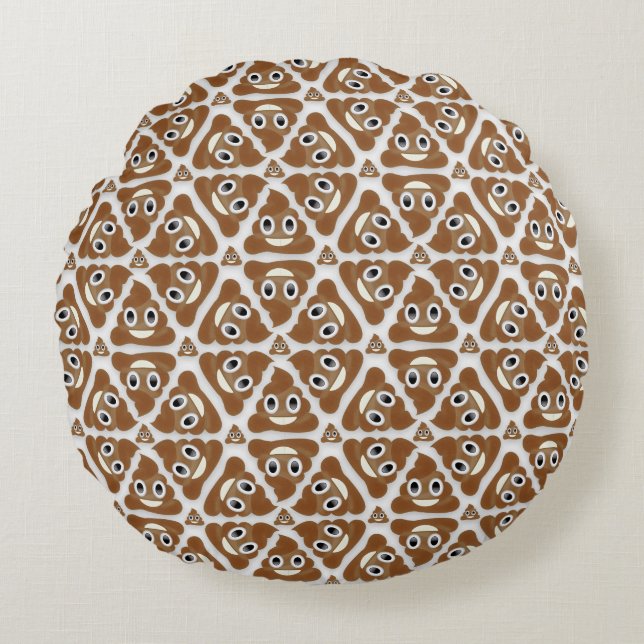 Cojín Redondo Pila de emoji de Poo (Anverso)