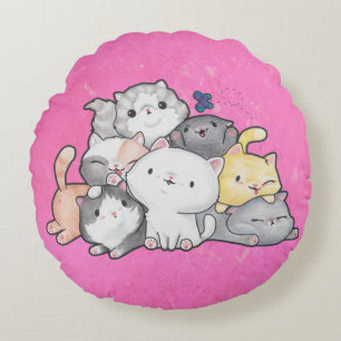 Cojín Redondo Pila de gatitos