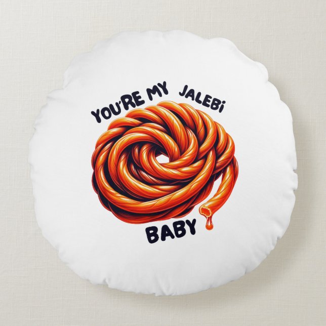 Cojín Redondo Pilar bebé del sur de Asia, regalo de Desi (Anverso)