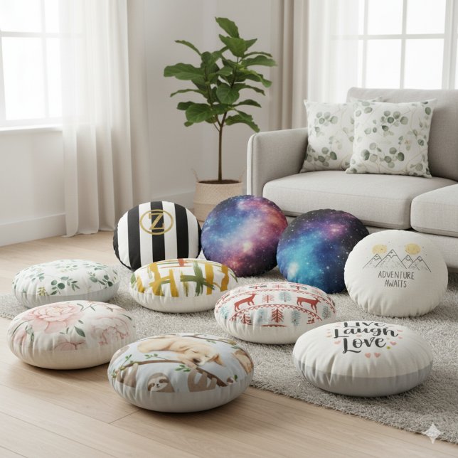 Cojín Redondo Pilar blanco simple minimalista (Subido por el creador)