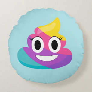 Cojín Redondo Pilar de Emoji de popó arcoiris