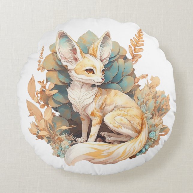 Cojín Redondo Pilar de Fennec Fox (Anverso)