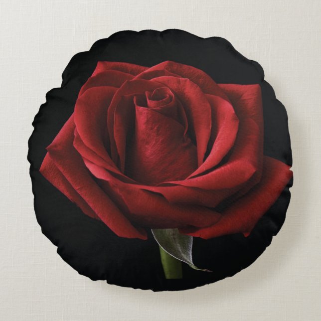 Cojín Redondo Pilar de lanzamiento de rosa roja (Anverso)