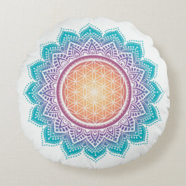 Cojín Redondo Pilar de meditación Flor de Mandala de vida
