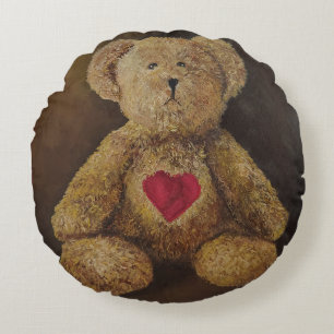 Cojín Redondo Pilar de pintura de vida de osito de peluche
