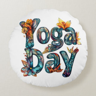 Cojín Redondo Pilar decorativo del Día del Yoga